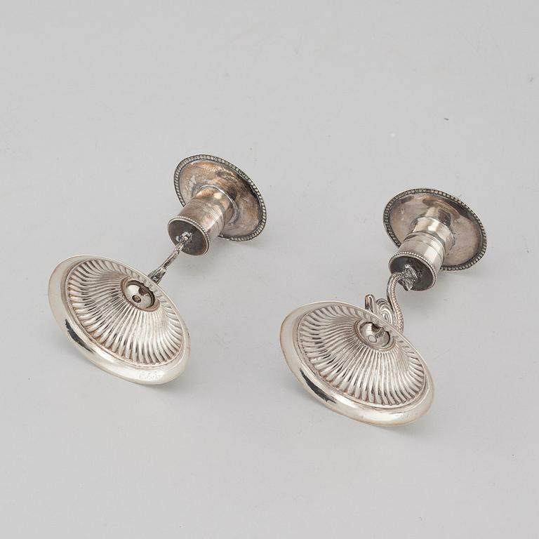 a pair of silver candlesticks, Stockholm, 1814.