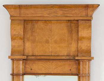 A Swedish Karl Johan mirror veneered with birch.