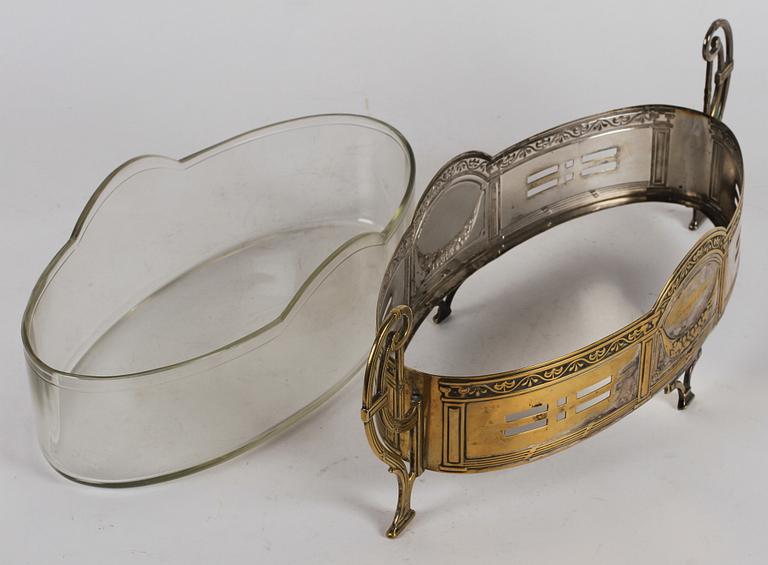 JARDINÄR, nysilver och glas, 1900-talets början.