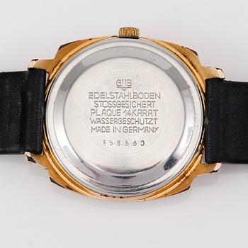 ARMBANDSUR, guld på stål, "Spezimatic", Glashütte, 1900-talets mitt.