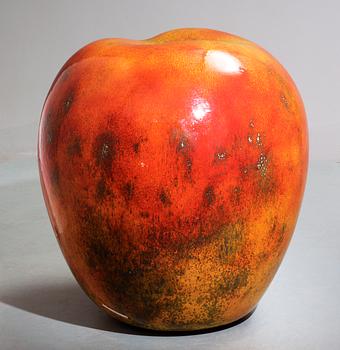 A Hans Hedberg faience sculpture of an apple, Biot, France.