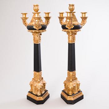 A PAIR OF EMPIRE-STYLE CANDLESTICKS, late 20th Century.