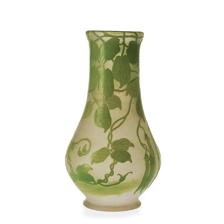 A Karl Lindeberg Art Nouveau cameo glass vase, Kosta.