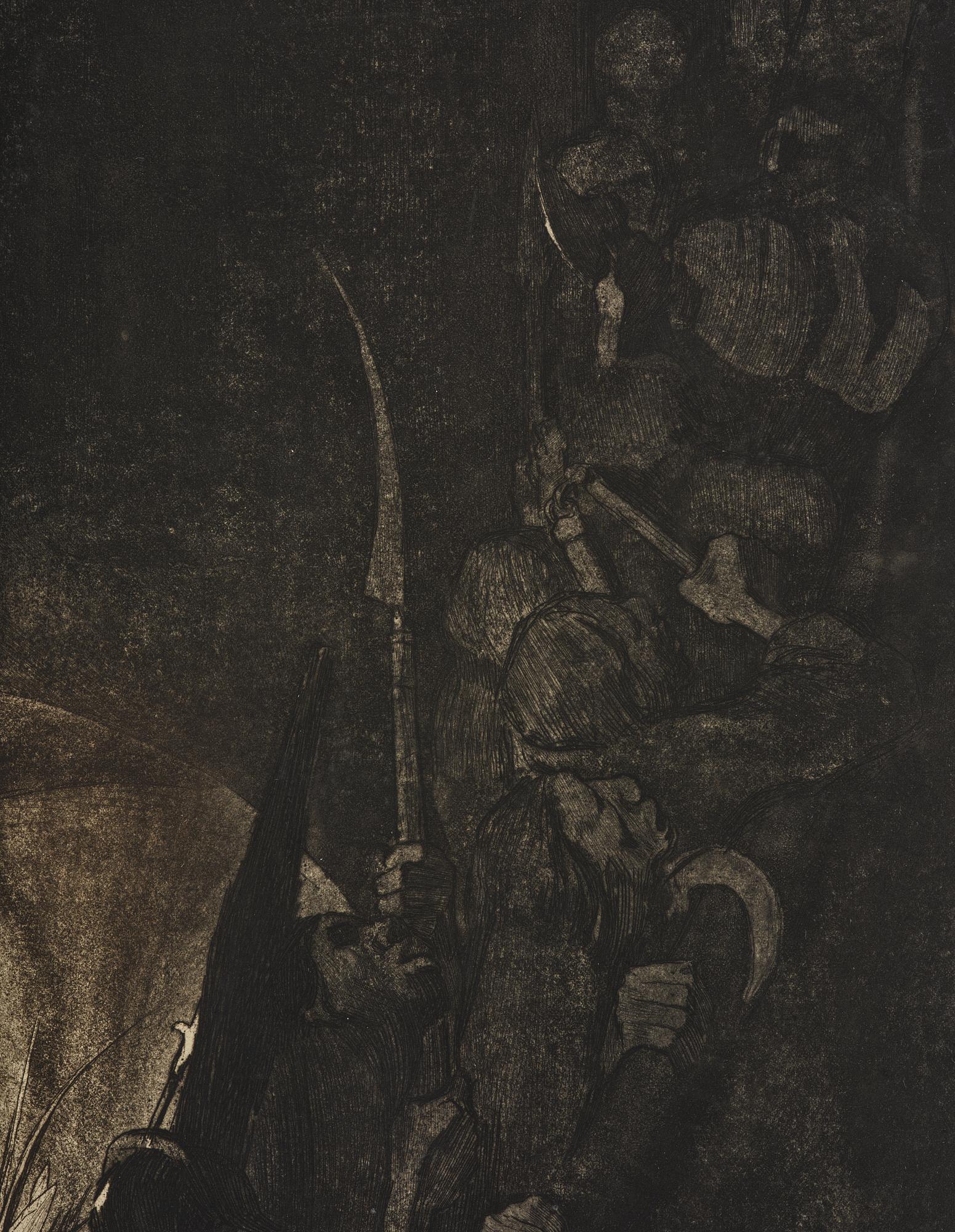 Käthe Kollwitz, "Bewaffnung in einem Gewölbe" from: Bauernkrieg (Peasant's War).