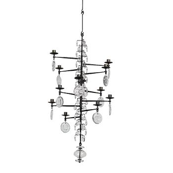 9. Erik Höglund, a wrought iron and glass chandelier, Boda Smide, Sweden.