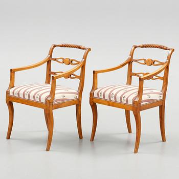 KARMSTOLAR, ett par, empire, 1800-talets första hälft.