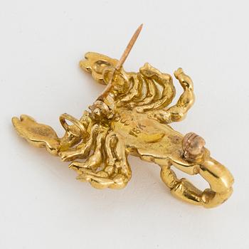 18K gold scorpion  brooch/pendant.