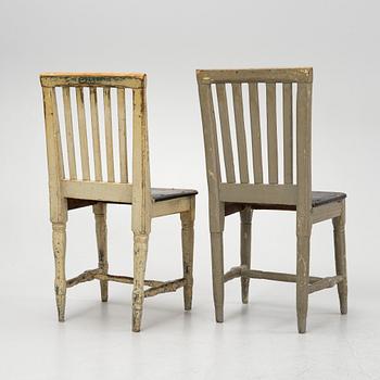 A set of six painted chairs, 18th Century.