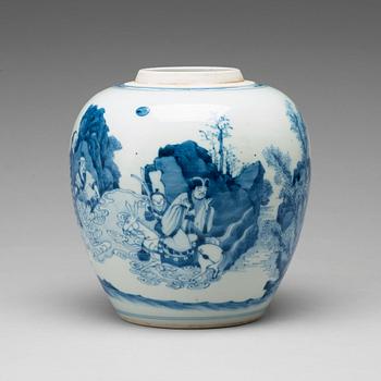 A blue and white jar, Qing dynasty, Kangxi (1662-1722).