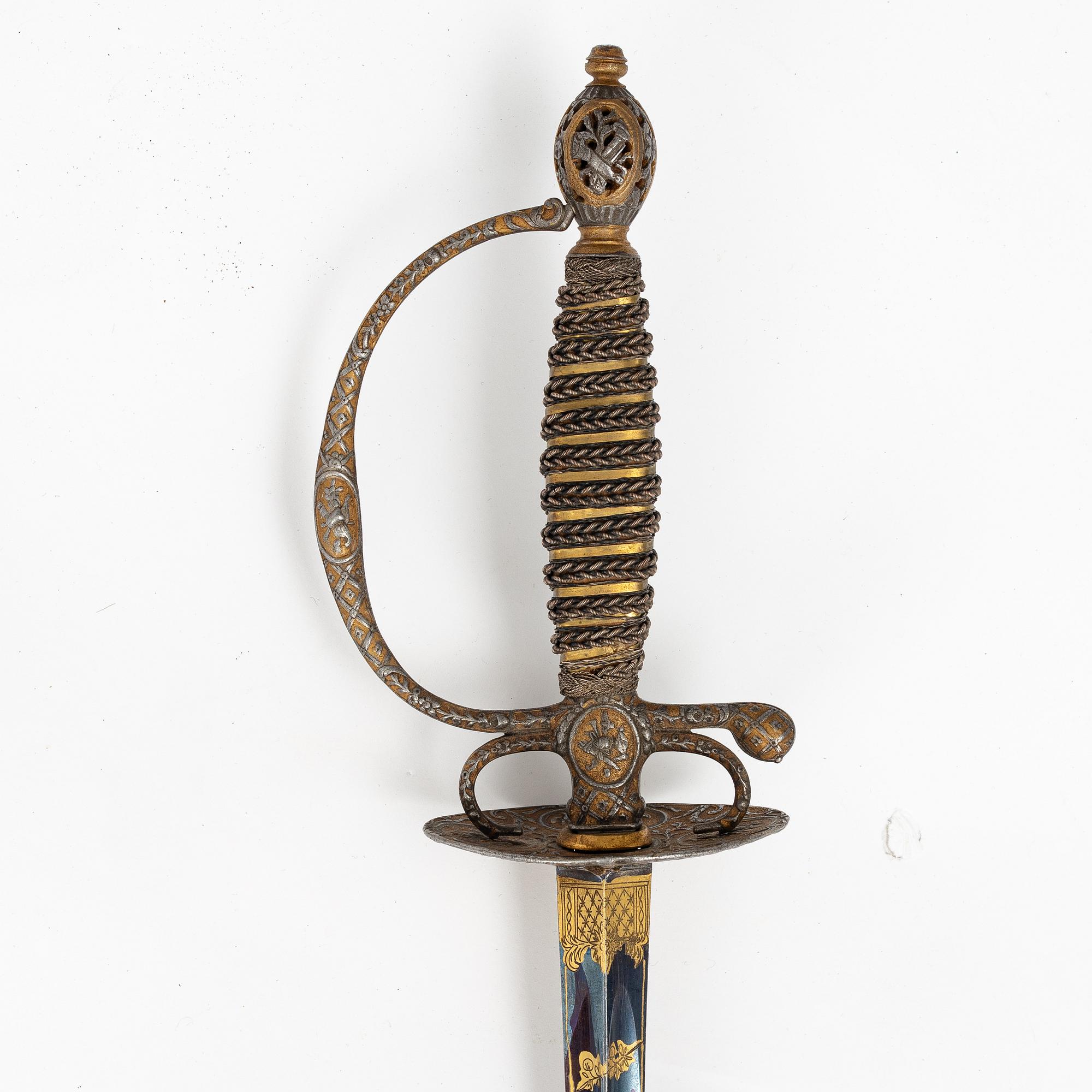A small sword, marked IGB, 18th century.