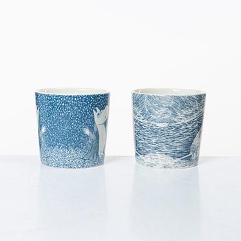 Arabia, 29 Moomin mugs, Finland.
