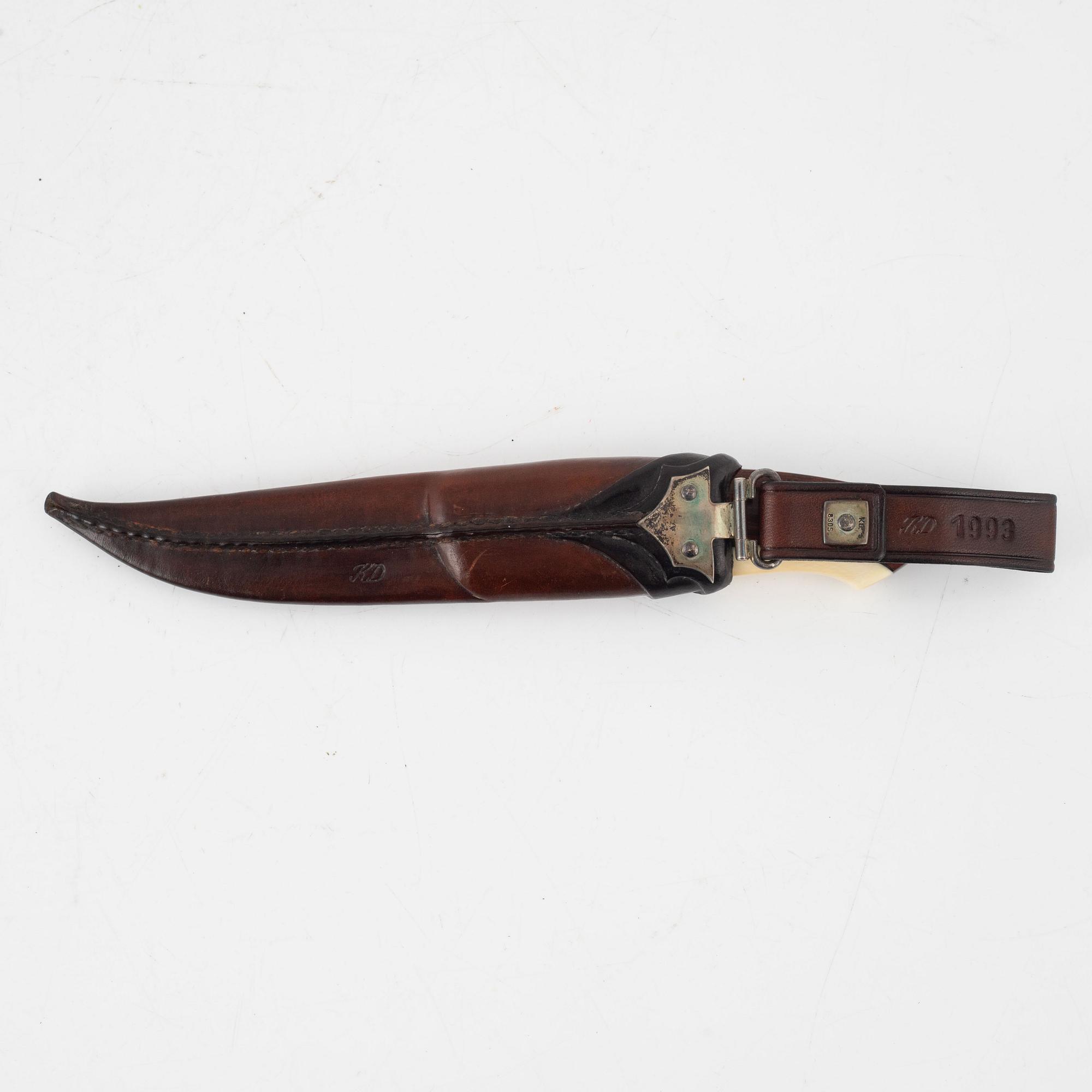 Knut Dahl, a snakewood and whale tooth knife, signed.