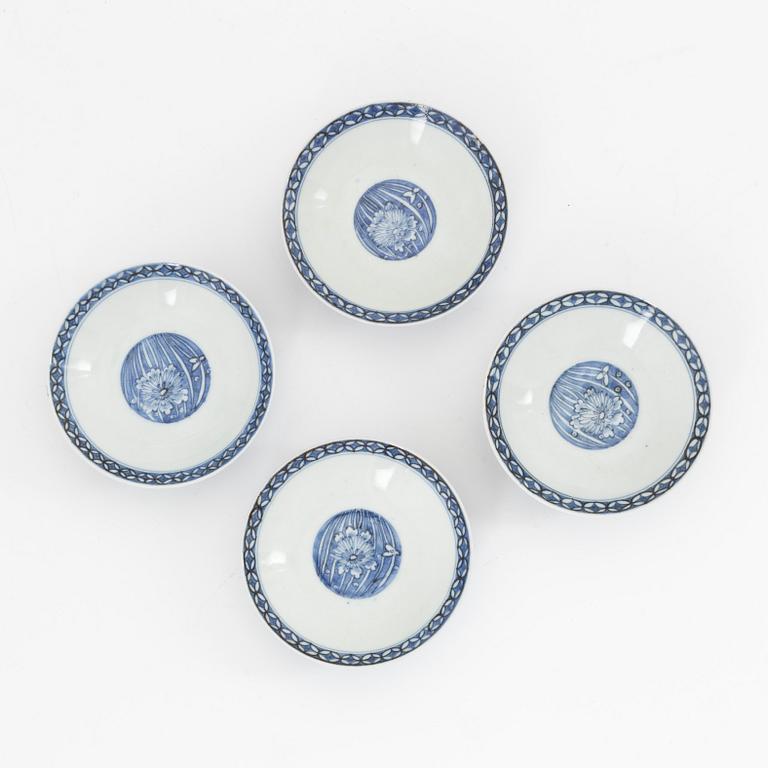 A set of four Japanese blue and white covers, Edo (1603-1868).