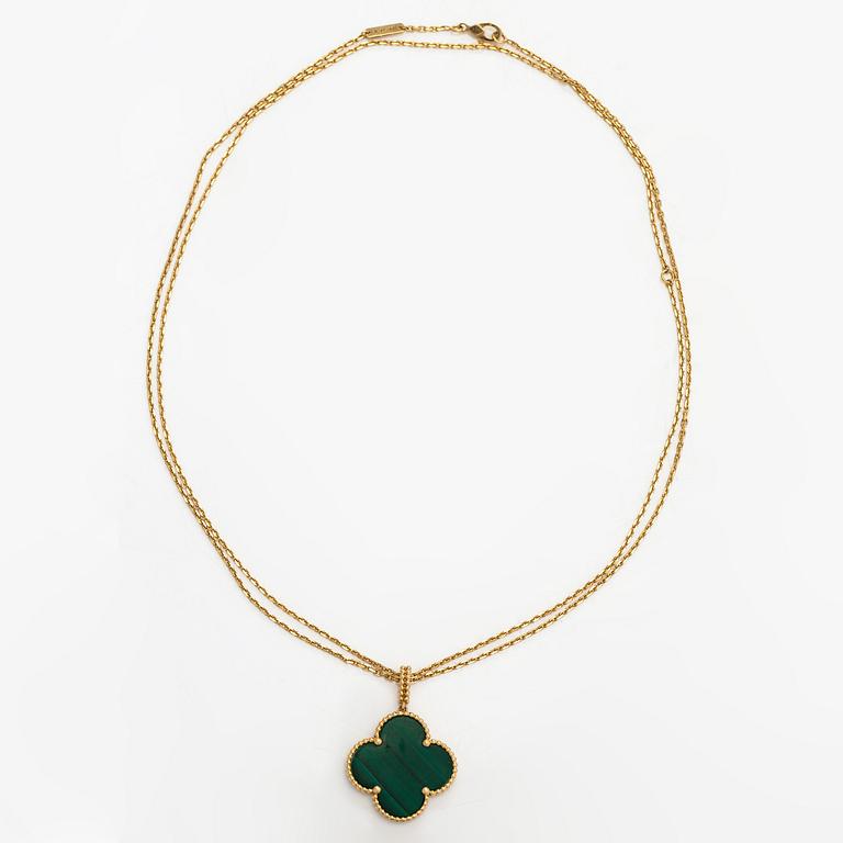Van Cleef & Arpels, An 18K gold and malachite "Magic Alhambra" necklace. Marked VCA, JE472415.