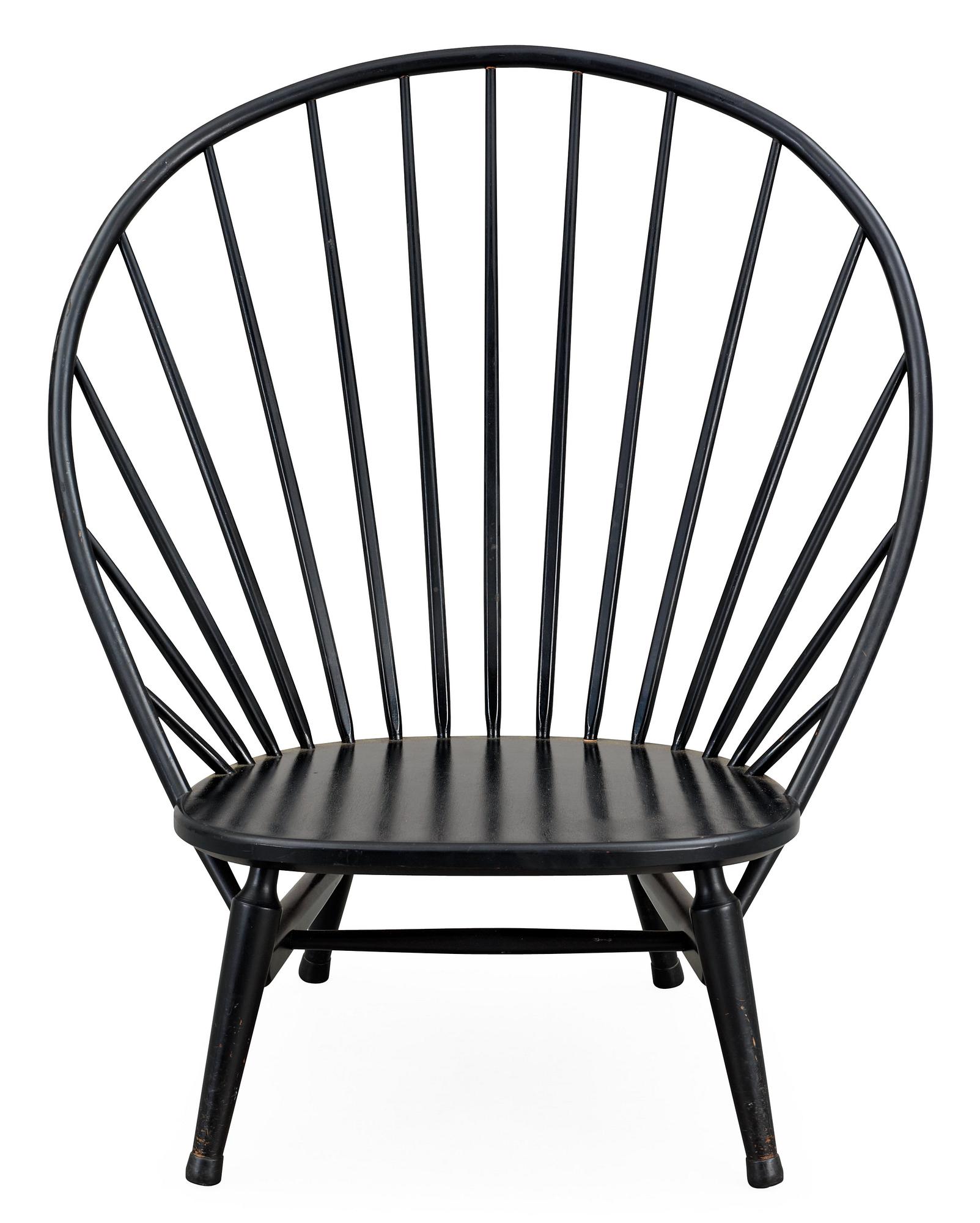 A Sven Engström & Gunnar Myrstrand black lacquered easy chair, 'Bågen', Nässjö Stolfabrik, Sweden 1950's.