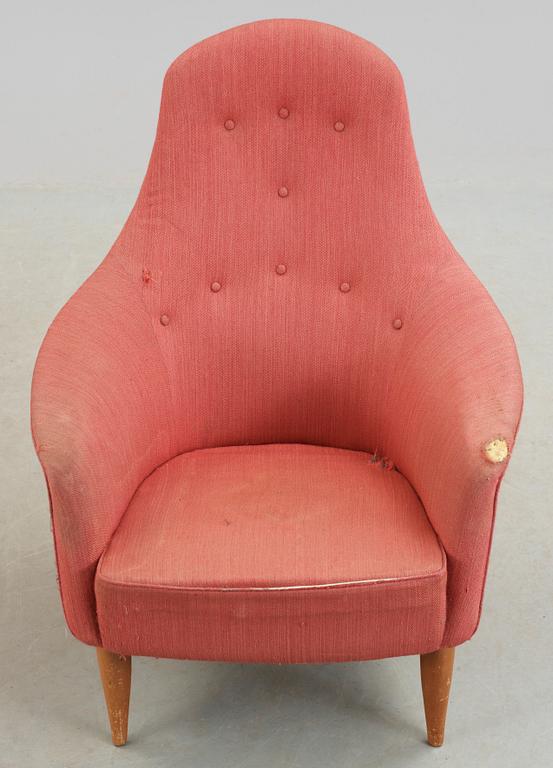 FÅTÖLJ, Kerstin Hörlin-Holmquist, "Stora Adam", Triva-serien, Nordiska Kompaniets verkstäder i Nyköping. 1950/60-tal.