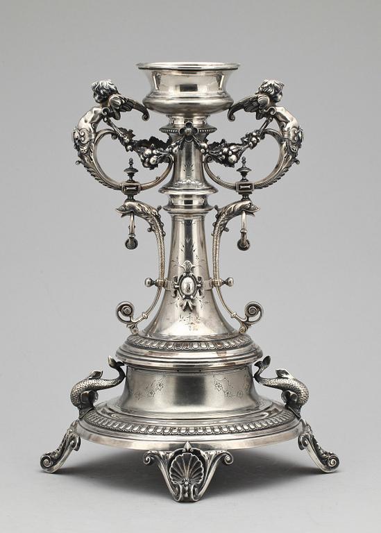 UPPSATSSKÅL, silver, nyrenässans, Stockholm 1876. Total vikt ca 1264 g.