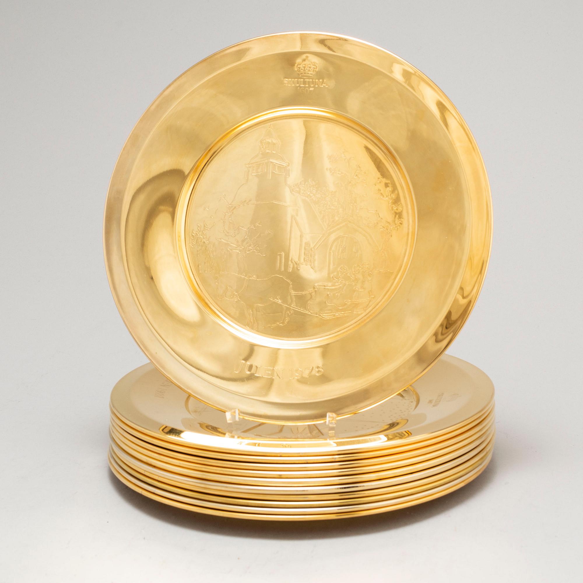 JULTALLRIKAR, 12 st, mässing, Skultuna, 1970/80-tal.