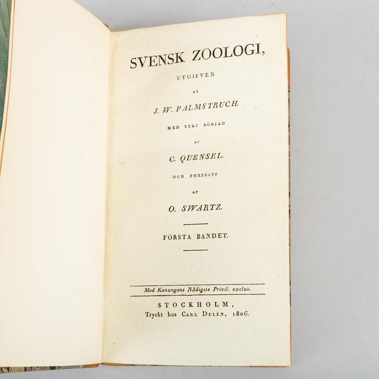 Med 72 handkolorerade zoologiska planscher, (2 vol.).