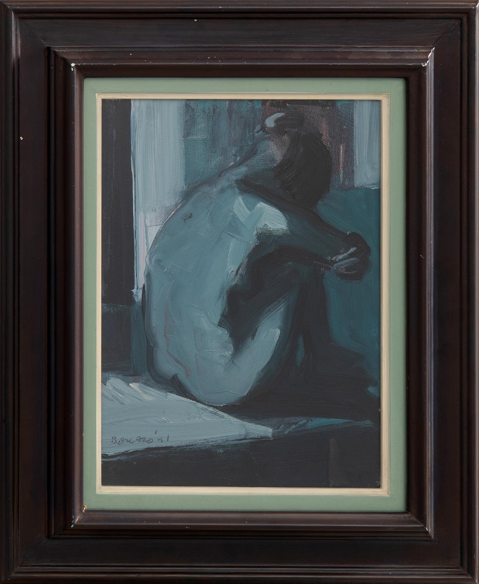 Brian Ballard, "Model holding knees".