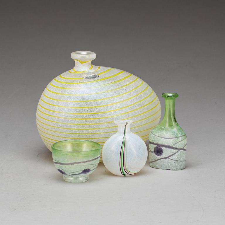 PARTI GLASFÖREMÅL, 4 st, Bertil Vallien, Artist Collection, Kosta Boda.