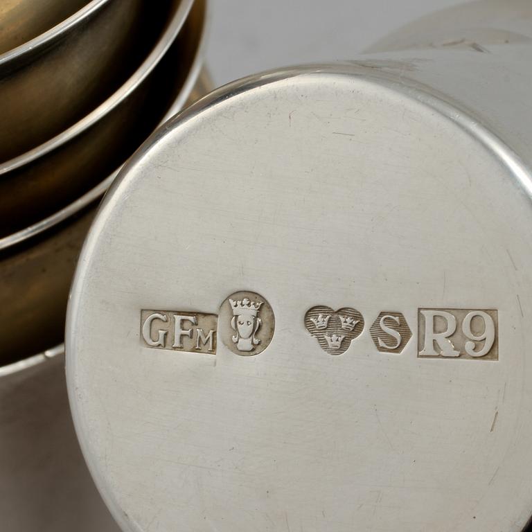 BÄGARE, 7 st, silver, 1900-tals andra hälft. Vikt 270 g.