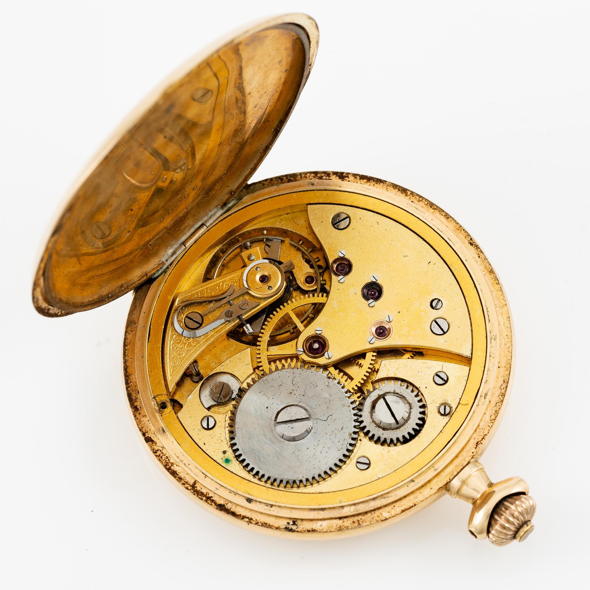 Pocket watch, "G. Moström Stockholm", 14K gold, hunter, 51.5 mm.