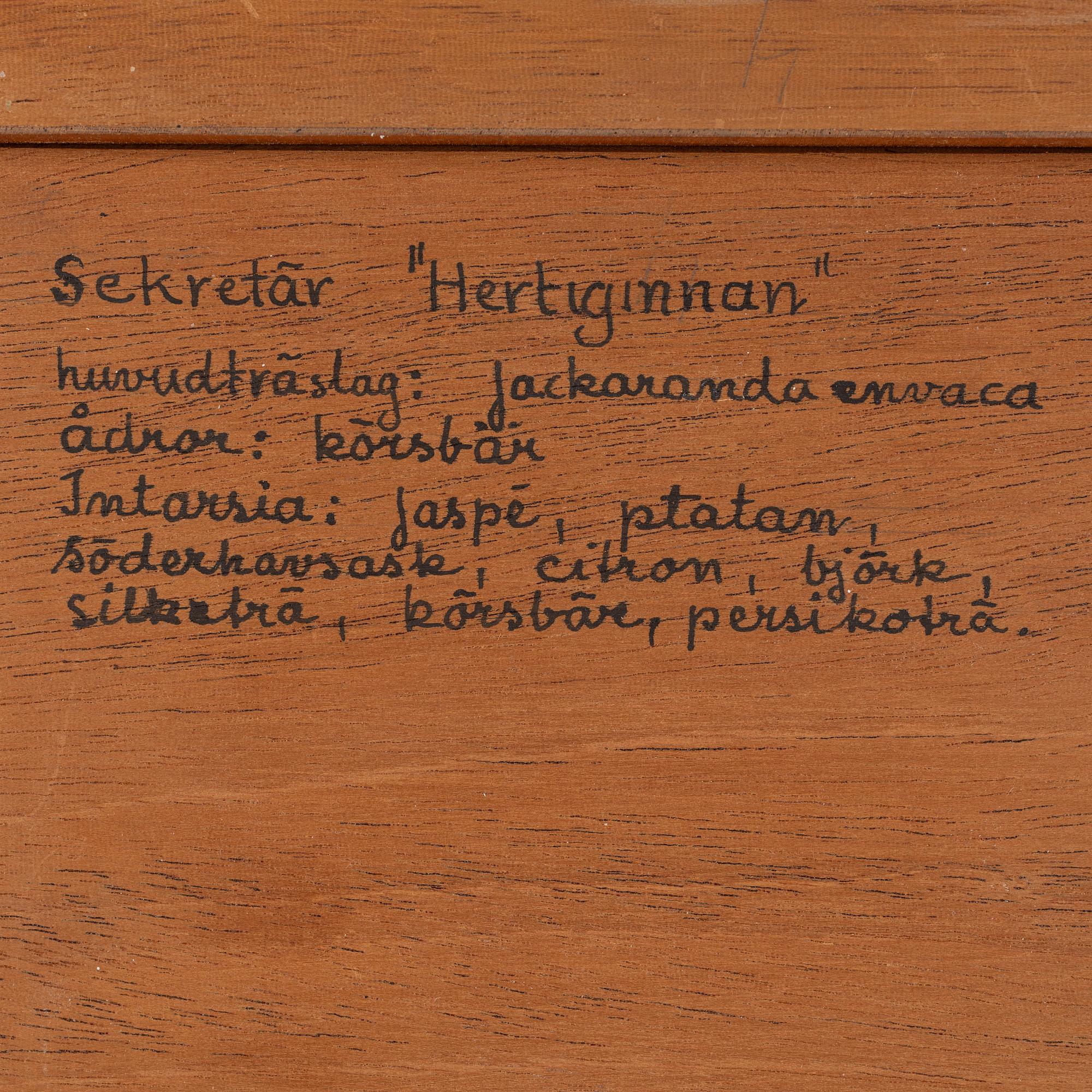 Carl Malmsten, sekretär, "Hertiginnan", formgiven omkring 1937.