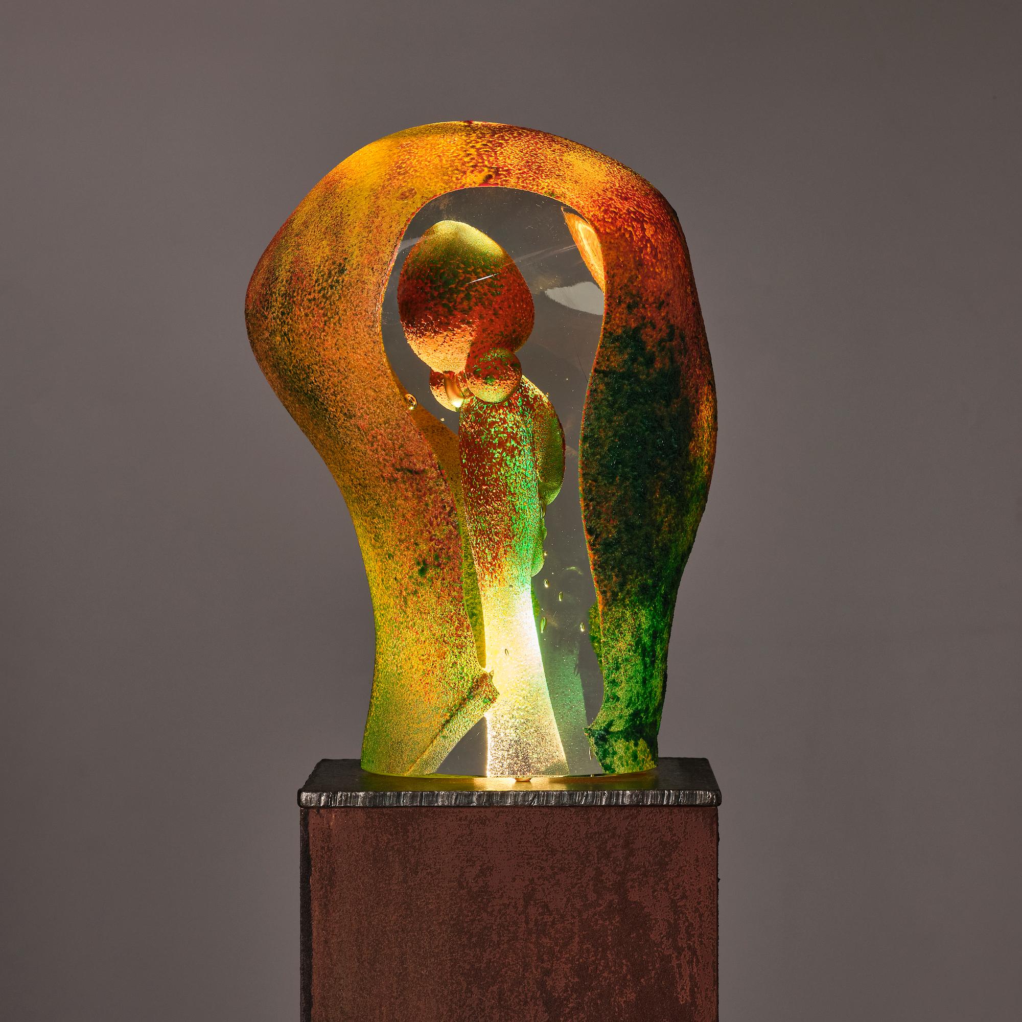 Kjell Engman, a unique sandblasted glass sculpture, Kosta Boda, Signed.