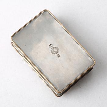 Firma Svenskt Tenn, Anna Petrus & Estrid Ericson, a pewter and brass box, a dish and a jar with cover, Stockholm 1927, 1930 and 1959.