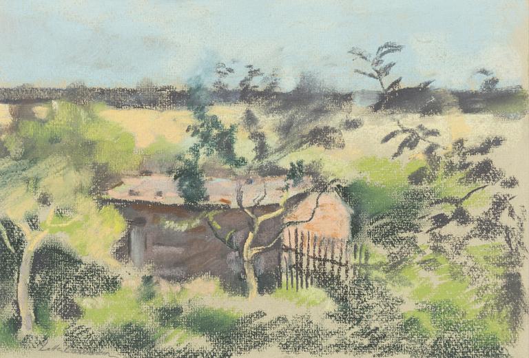 Lotte Laserstein, Outbuildings in an Öland Landscape.