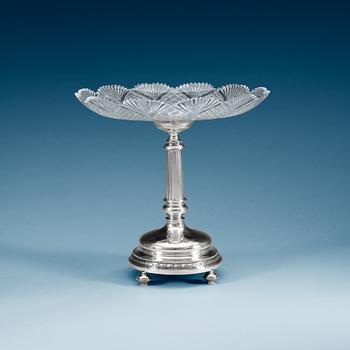 A Russian 20th century silver and glass bowl, unidentified makers mark, St. Petersburg 1908-1917.