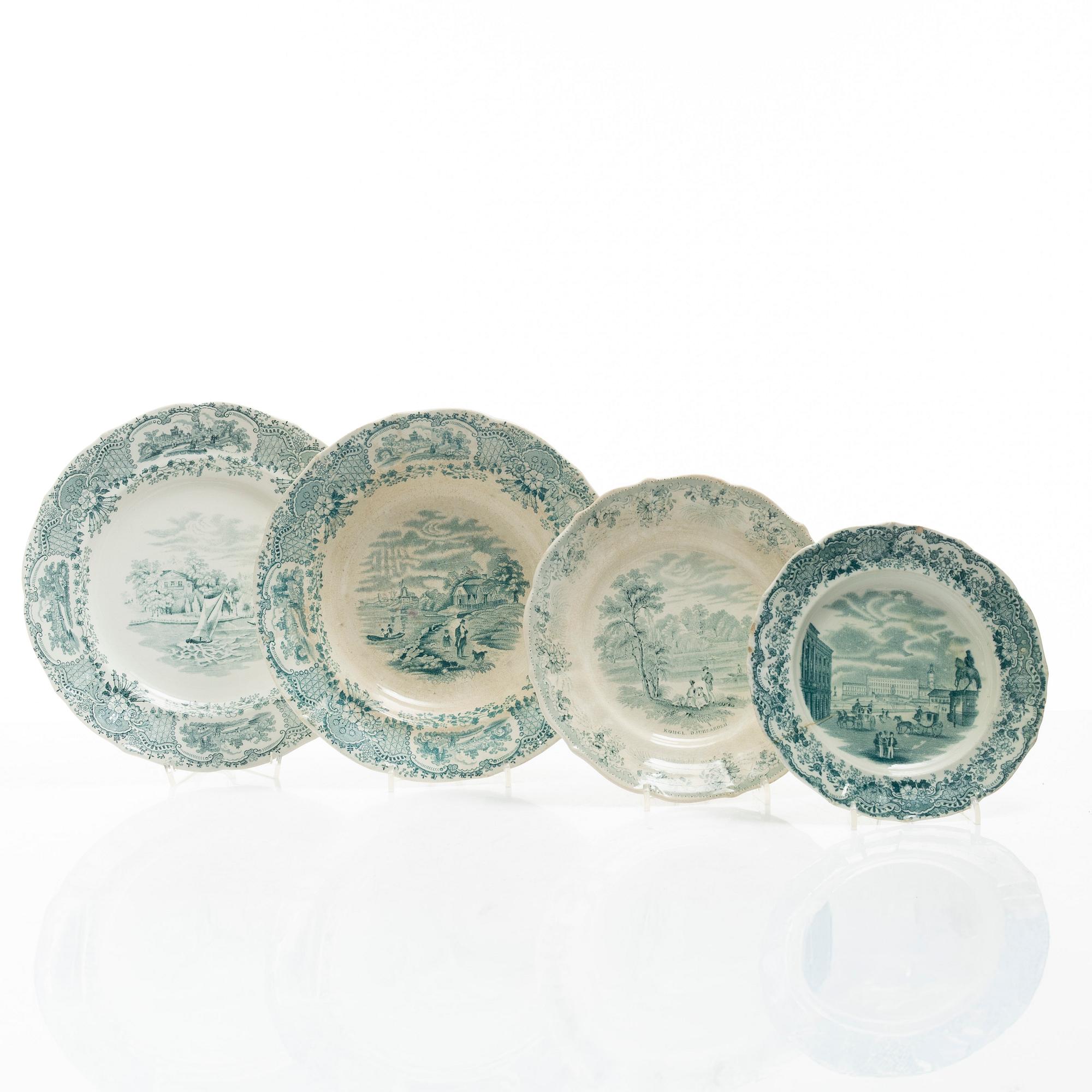 Dinner service, 56 pieces, "Kungliga Djurgården" and "Royal Scenery", Gustavsberg, late 19th century - early 20th century.