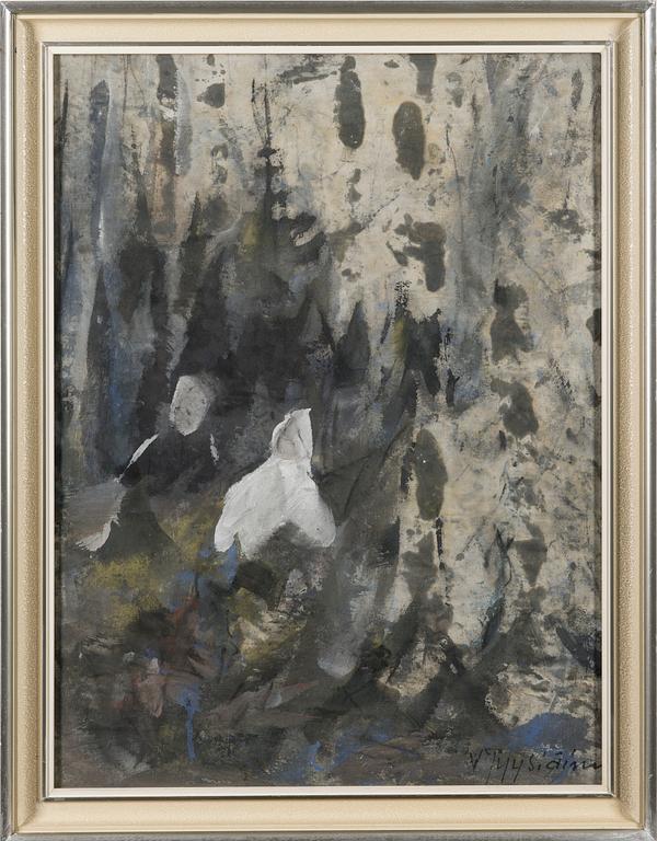 VALDEMAR PYYSIÄINEN, gouache på duk, signerad.