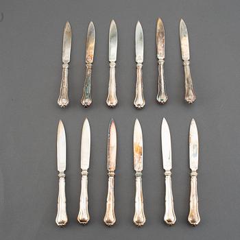 A set of 24 (12+12) fruit-cutlery, marked T.E., Stockholm 1927.