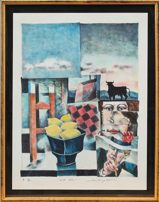 JUSSI TAIPALEENMÄKI, färglitografi, sign o numr 52/98.