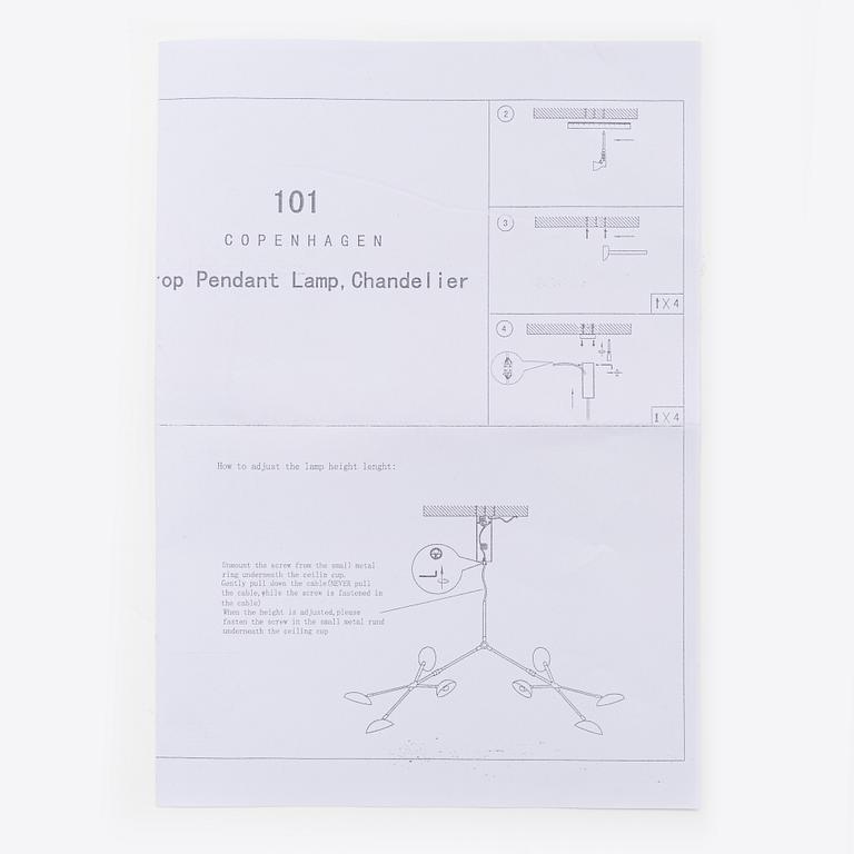 Kristian Sofus Hansen & Tommy Hydahl, taklampa, "Drop Chandelier", 101 Copenhagen, Danmark.