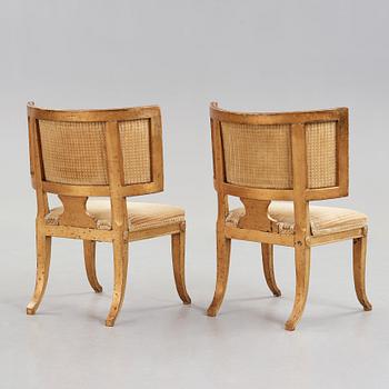 A pair of Swedish late Gustavian 1790's klismos chairs.