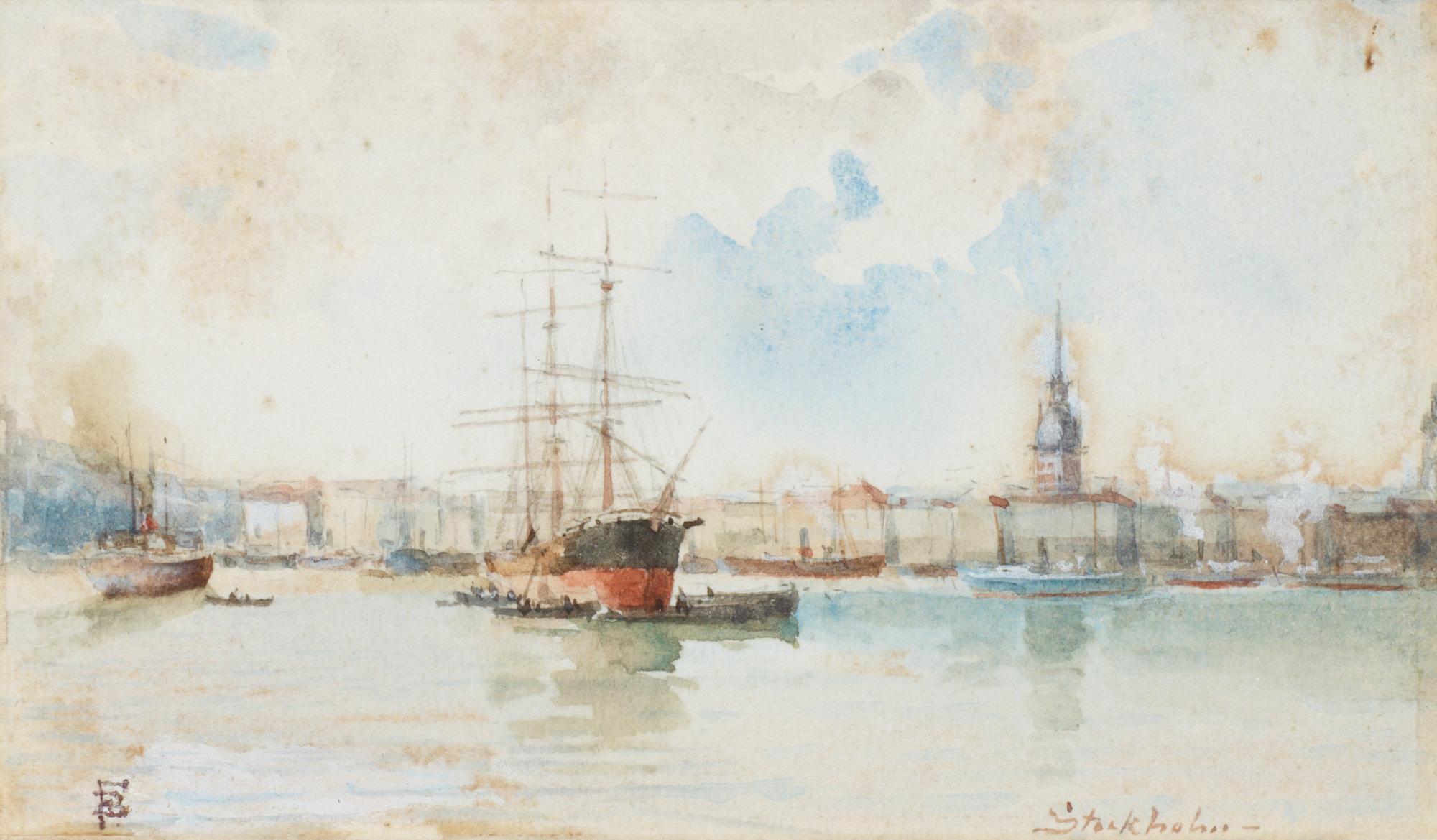 MYLES BIRKET FOSTER, akvarell med täckvitt. Monogramsign B.F. Stockholm.