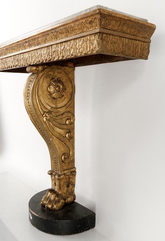 SPEGEL MED KONSOLBORD, sannolikt Stockholmsarbete, empire. 1820-30-tal.