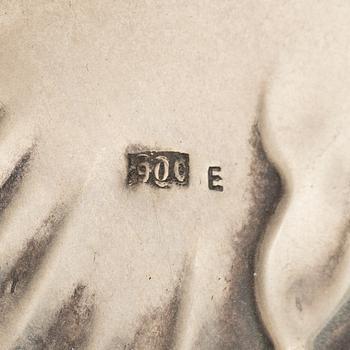 Tredelat serveringsfat, silver, 1900-tal.