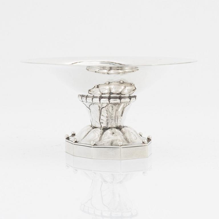 Johan Rohde, a sterling silver dish on a stem, model 42B, Firma Georg Jensen, Denmark, post 1945.