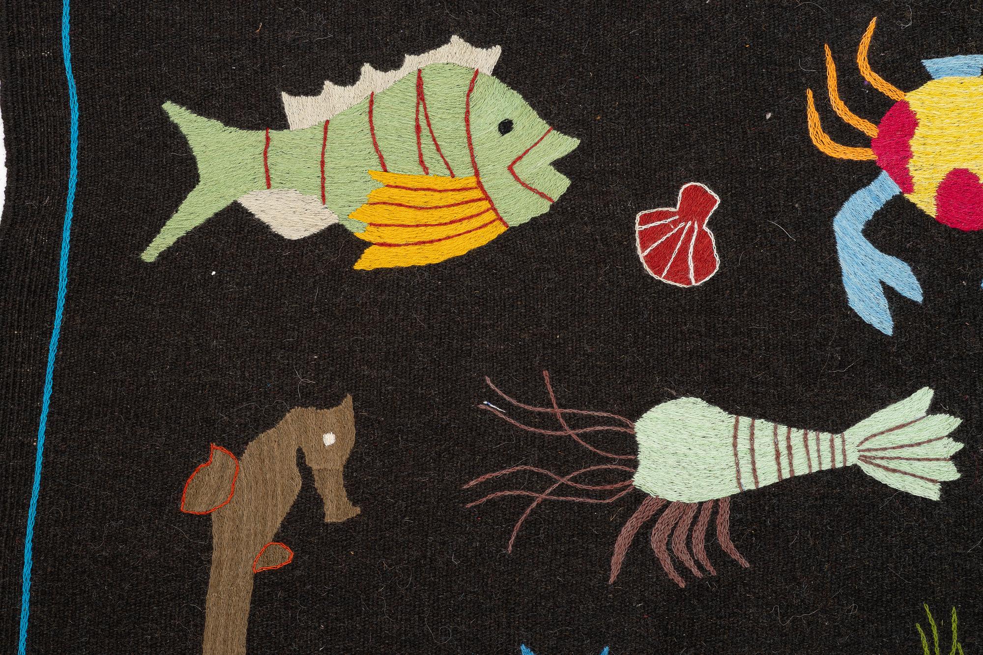 A hand-embroidered Kelim rug, c. 225 x 177 cm.