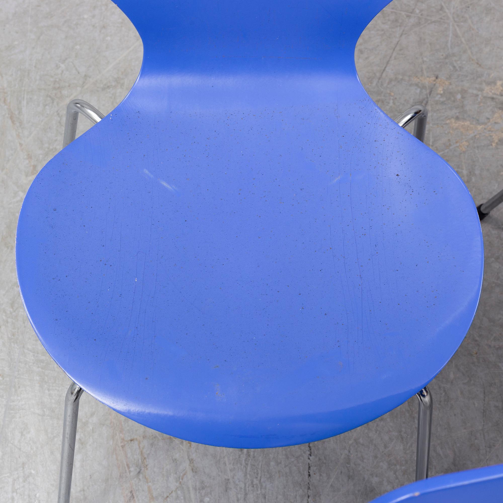 ARNE JACOBSEN, stolar, 6 st, Sjuan, Fritz Hansen, 1984.