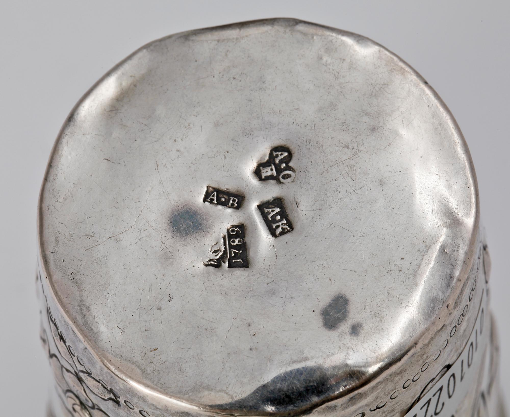 BÄGARE, 4st, silver. Ryssland, 1700 och 1800-tal.