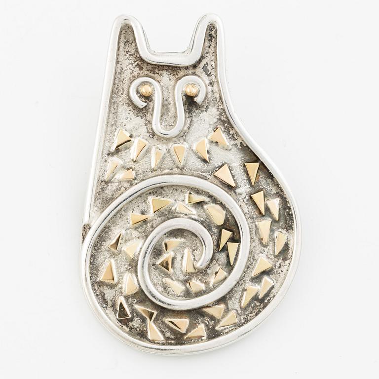 Sven-Erik Högberg, Brooch in the form of a cat, sterling silver, Gothenburg 1992.