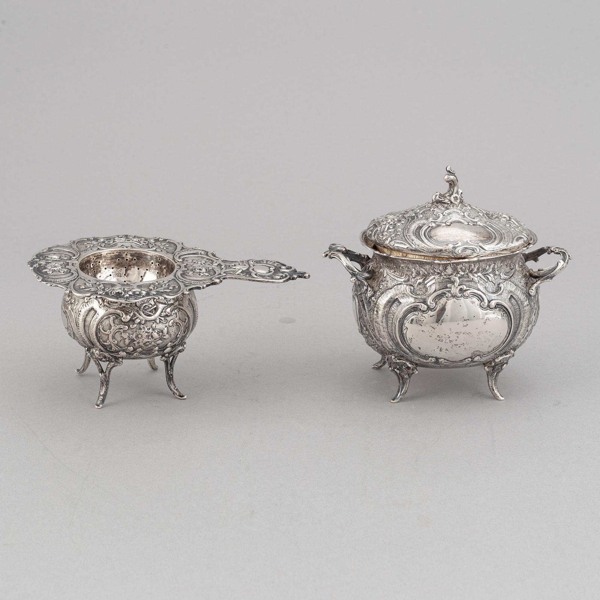 A German rococo style silver tea- and coffee service.