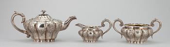 KAFFESERVIS, 3 delar, silver, London 1828, England. Tot. vikt. ca 1347 g.