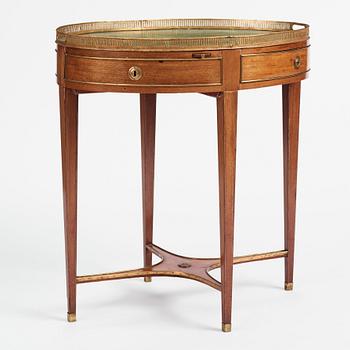 A late Gustavian mahogany and tôle-peinte tray-table by A. Scherling (master in Stockholm 1771-1809).