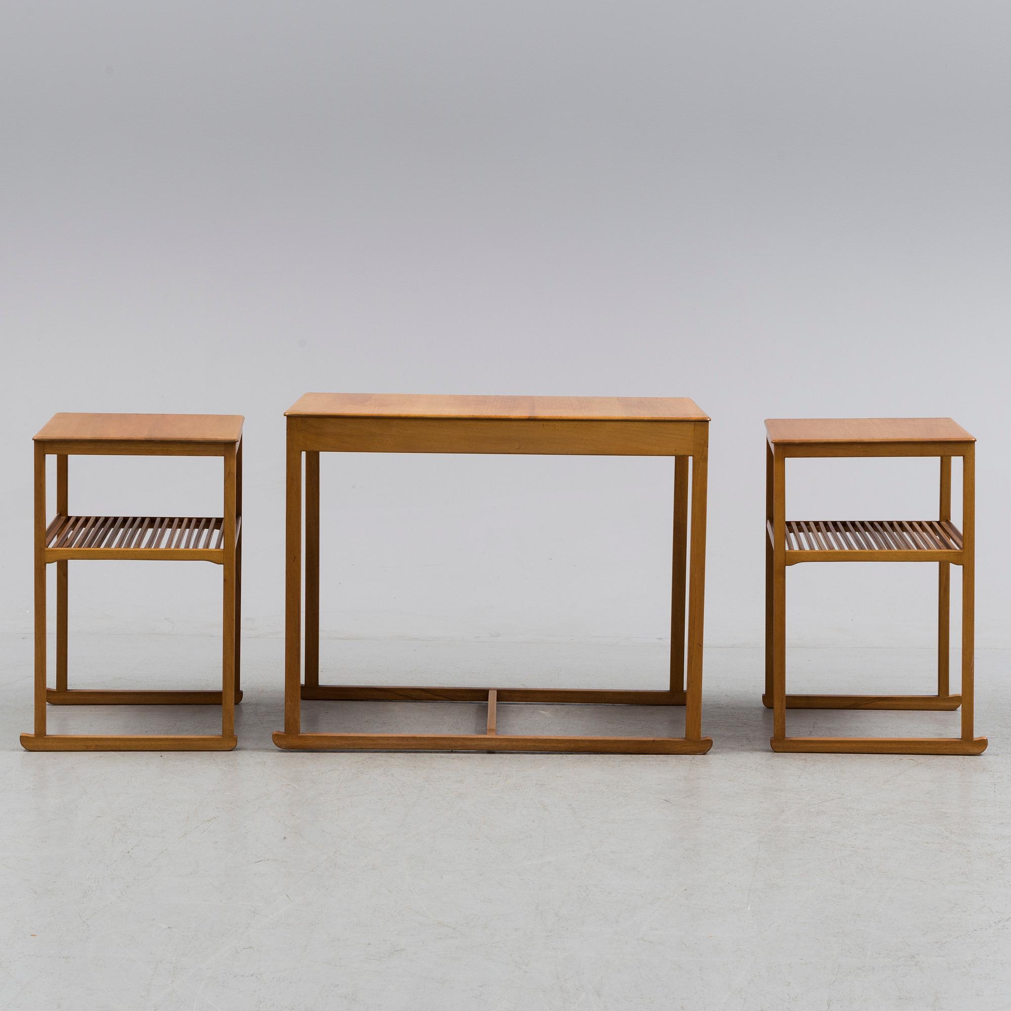 CARL MALMSTEN, a 'Släden' mahogany nest of tables.